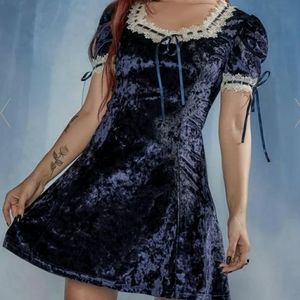 Dolls Kill Widow Velvet Lace Babydoll Dress L New